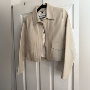 Nour Hammour bleeker cropped leather jacket